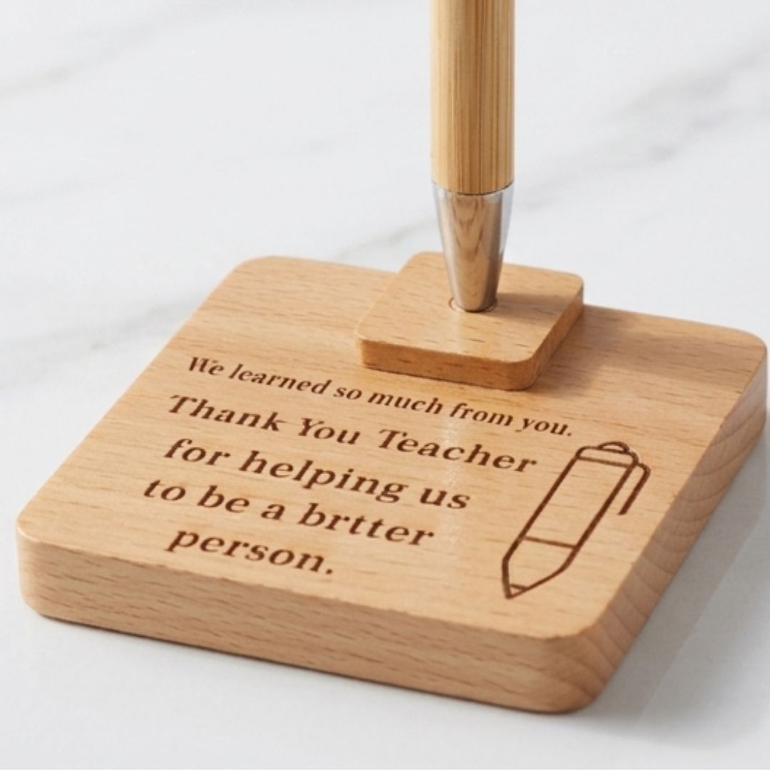 Wooden Magnetic Pen Stand with Customized Engraving